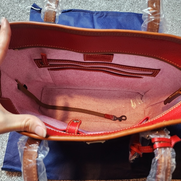NWT Dooney & Bourke Pebble Leather Charleston Shopper in red with authenticity - Picture 6 of 11